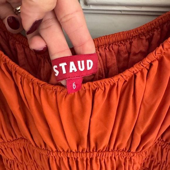 STAUD Vibrant burnt Orange Long Sleeve Dress - Picture 6 of 7